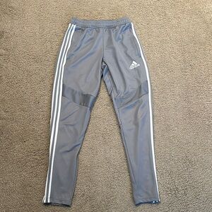 Adidas Men’s Gray Joggers Track Pants White 3-Stripe Athletic Casual Size M